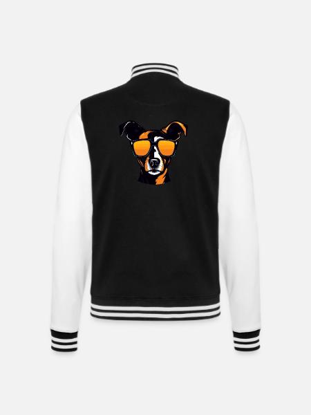 Jack Russel Terrier Hund Porträt Cool - College-Sweatjacke - Schwarz/Weiß
