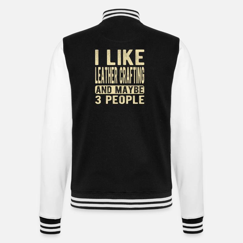 Leather crafting Saying - College Sweat Jacket - black/white