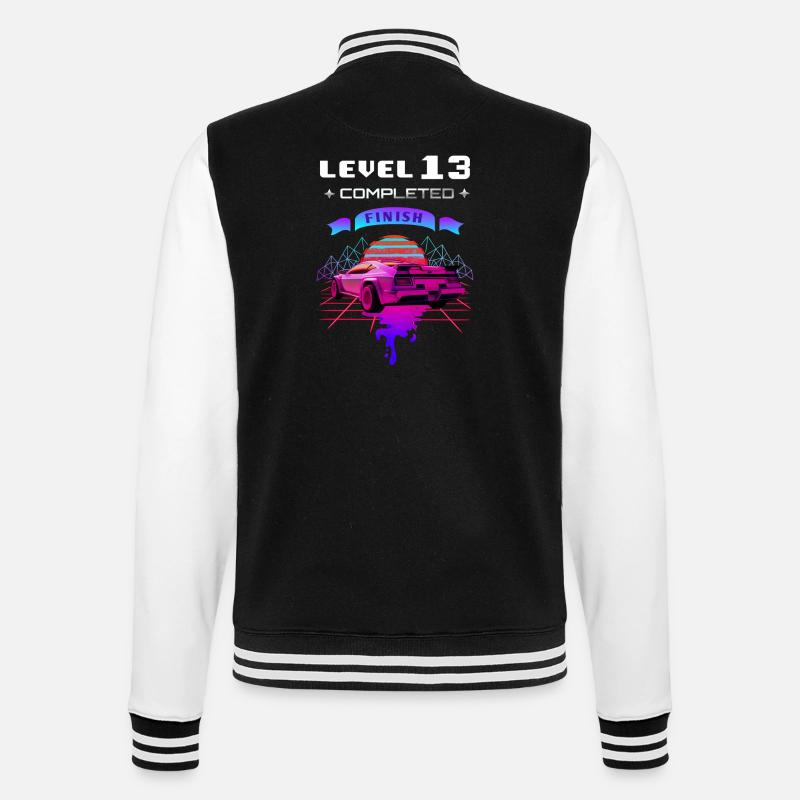 Level 13 completed 13th Birthday Retro Wave - College Sweat Jacket - black/white