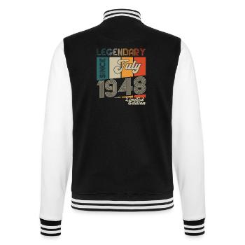75th Birthday Man Born In July Born 1948 - College Sweat Jacket - black/white - Back - Marisol (170cm)