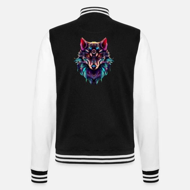 Wolf’s Head Synthwave Wolf - Veste Teddy - noir/blanc