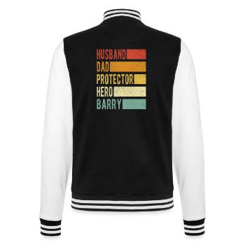 Barry Name Papa Geschenk - College-Sweatjacke - Schwarz/Weiß - Hinten - Marisol (170cm)