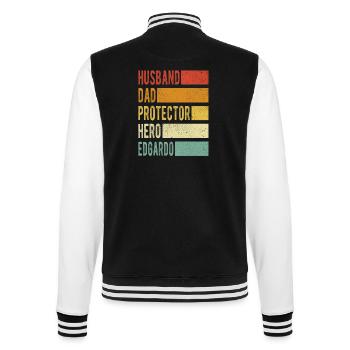 Edgardo Name Papa Geschenk - College-Sweatjacke - Schwarz/Weiß - Hinten - Marisol (170cm)