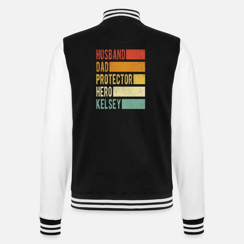 Kelsey Name Dad Gift - College Sweat Jacket - black/white