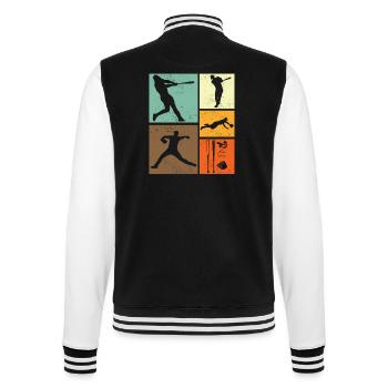 Baseball Stilvolles Retro-Vintage-Design für Spieler - College-Sweatjacke - Schwarz/Weiß - Hinten - Marisol (170cm)