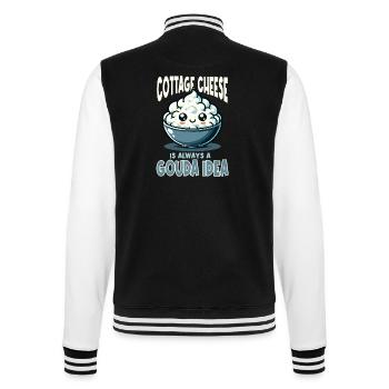 Hüttenkäse Gouda Idee - College-Sweatjacke - Schwarz/Weiß - Hinten - Marisol (170cm)