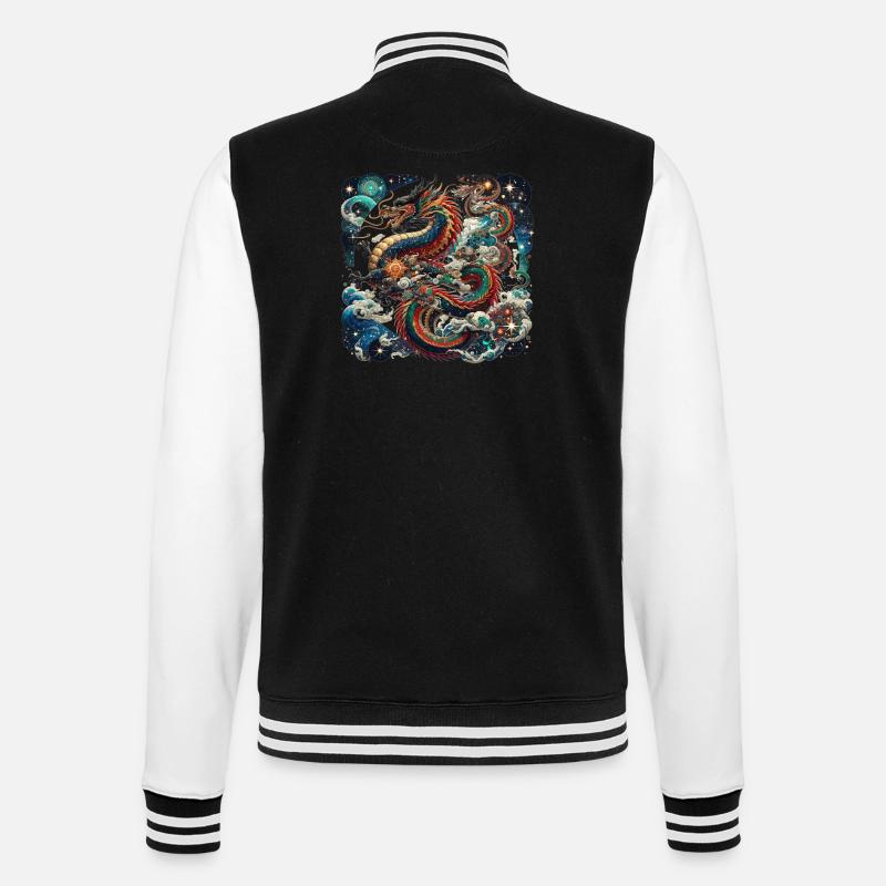 Drache Chinesisches Tierkreiszeichen - College-Sweatjacke - Schwarz/Weiß