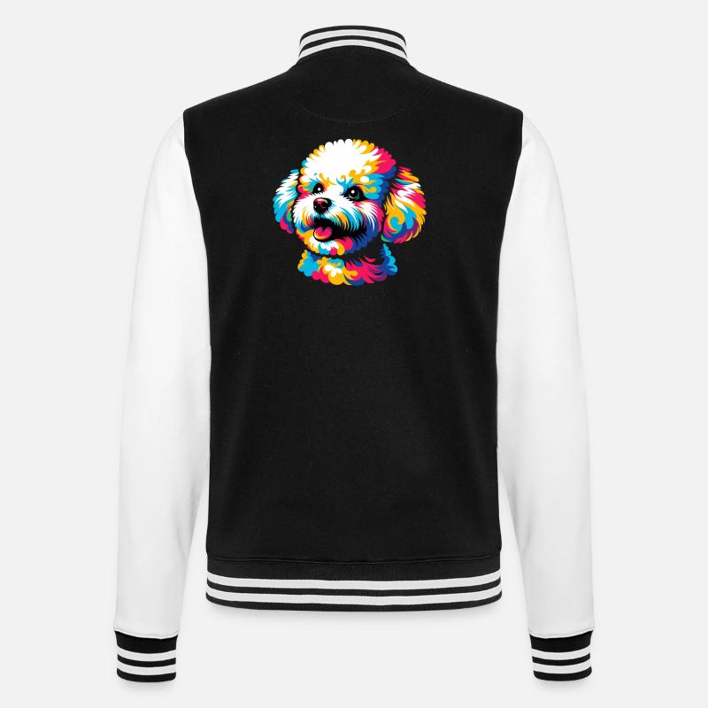 Bichon Frise chien Pop Art - Veste Teddy - noir/blanc