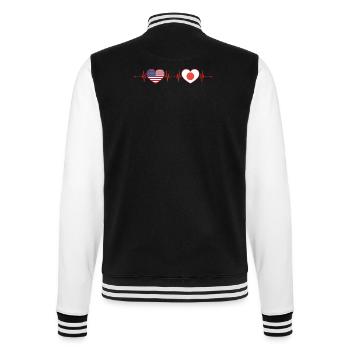 USA Japan Heartbeat American Japanese Heart - College Sweat Jacket - black/white - Back - Marisol (170cm)