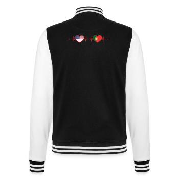 USA Portugal Herzschlag Amerikanisch Portugiesisch - College-Sweatjacke - Schwarz/Weiß - Hinten - Marisol (170cm)