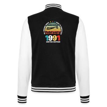 33 Years Old Made In 1991 Vintage February 1991 - College Sweat Jacket - black/white - Back - Marisol (170cm)