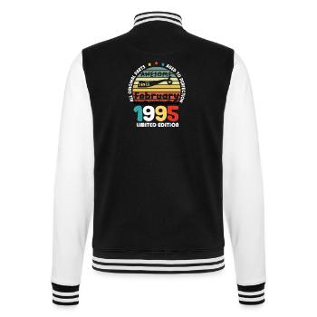 29 Jahre alt Baujahr 1995 Jahrgang Februar 1995 - College-Sweatjacke - Schwarz/Weiß - Hinten - Marisol (170cm)