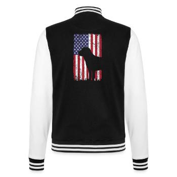 Labrador Retriever Dog with USA Flag - College Sweat Jacket - black/white - Back - Marisol (170cm)