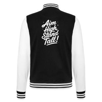 Aim High Stand Tall Motivational Message - College Sweat Jacket - black/white - Back - Marisol (170cm)
