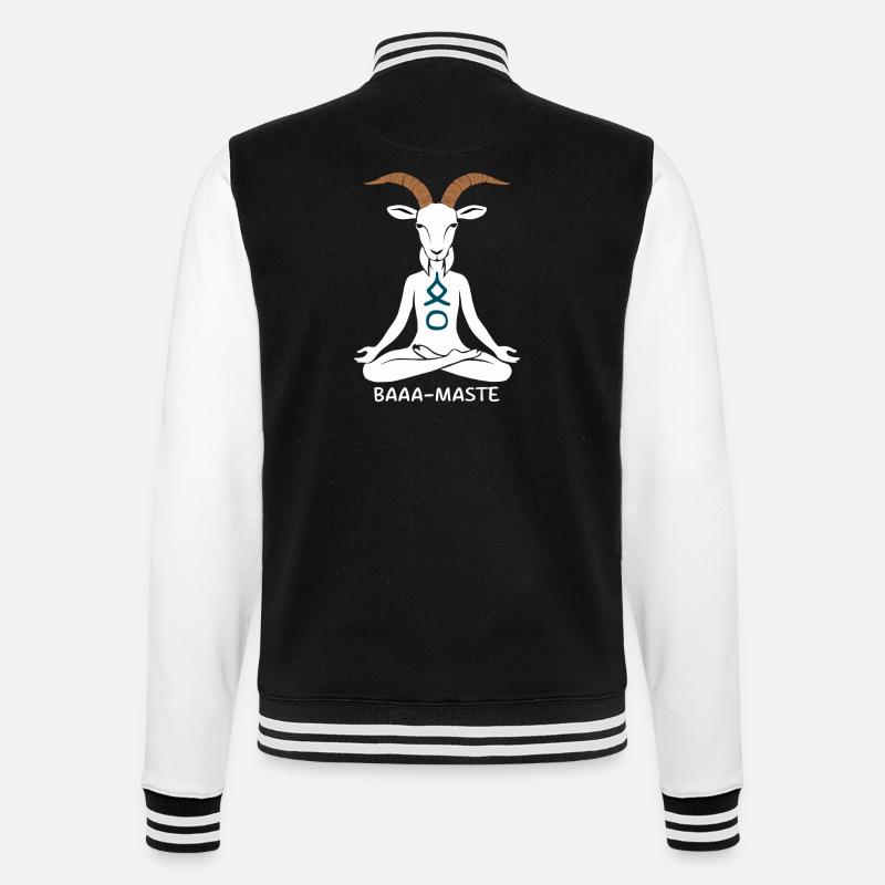 Entspannte Ziege Baaa-Maste Yoga Pose - College-Sweatjacke - Schwarz/Weiß