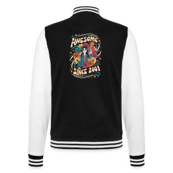 Vintage 2001 Hippie Birthday Retro Flowers - College Sweat Jacket - black/white - Back - Marisol (170cm)
