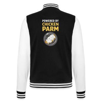 Powered By Chicken Parm Italienisches Essen - College-Sweatjacke - Schwarz/Weiß - Hinten - Marisol (170cm)