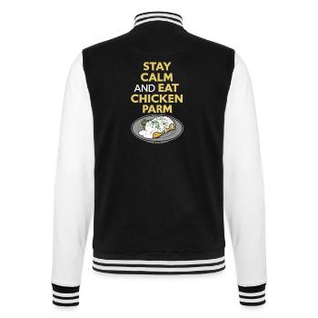 Stay calm and eat chicken parm italian - College Sweat Jacket - black/white - Back - Marisol (170cm)