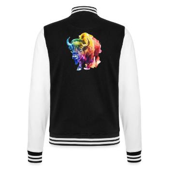 Bunter Buffalo in Regenbogenfarben - College-Sweatjacke - Schwarz/Weiß - Hinten - Marisol (170cm)