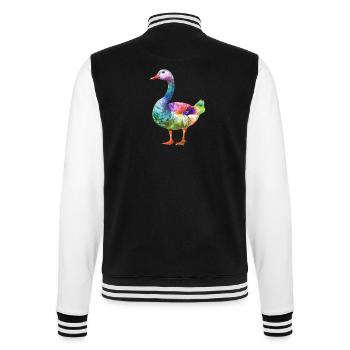 Bunte Ente Aquarell Kunstwerk - College-Sweatjacke - Schwarz/Weiß - Hinten - Marisol (170cm)