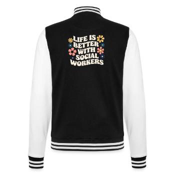 La vie est meilleure avec les travailleurs sociaux - Veste Teddy - noir/blanc - Dos - Marisol (170cm)