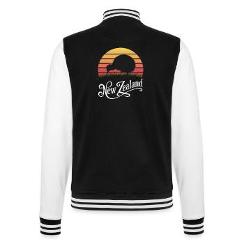New Zealand Kiwi Silhouette Souvenir Design - College-Sweatjacke - Schwarz/Weiß - Hinten - Marisol (170cm)