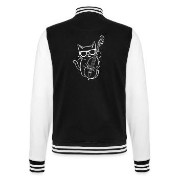 Cat with sunglasses plays double bass - College Sweat Jacket - black/white - Back - Marisol (170cm)