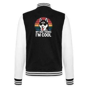 Husky sibérien Mon chien pense que je suis cool - Veste Teddy - noir/blanc - Dos - Marisol (170cm)
