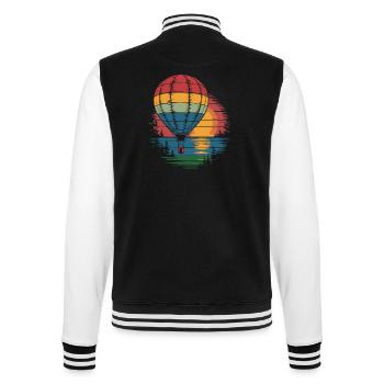 Heißluftballon Retro Sonnenuntergang Wald - College-Sweatjacke - Schwarz/Weiß - Hinten - Marisol (170cm)