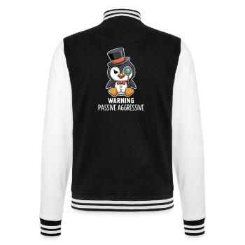 Avertissement pingouin passif agressif avec chapeau haut de forme - Veste Teddy - noir/blanc - Dos - Marisol (170cm)