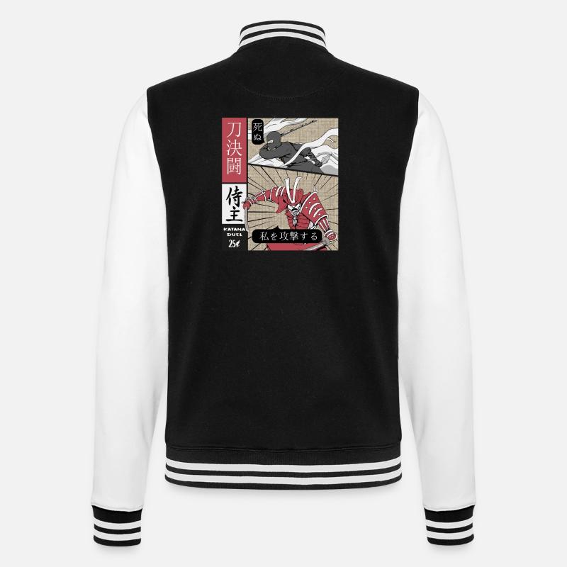 Katana Duell Ninja vs Samurai - College-Sweatjacke - Schwarz/Weiß