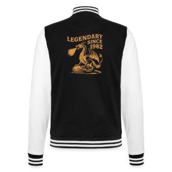 Légendaire Depuis 1982 Anniversaire Dragon Fantasy - Veste Teddy - noir/blanc - Dos - Marisol (170cm)