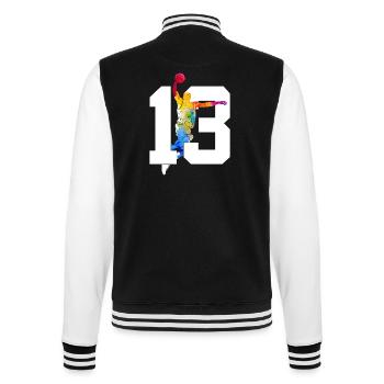 NUMMER 13 BASKETBALL 13. GEBURTSTAG - College-Sweatjacke - Schwarz/Weiß - Hinten - Marisol (170cm)