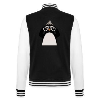 Penguin with binoculars and cap motif - College Sweat Jacket - black/white - Back - Marisol (170cm)
