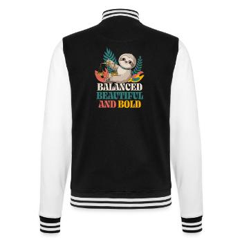 Libra Zodiac Sign Sloth: Balanced, Beautiful - College Sweat Jacket - black/white - Back - Marisol (170cm)