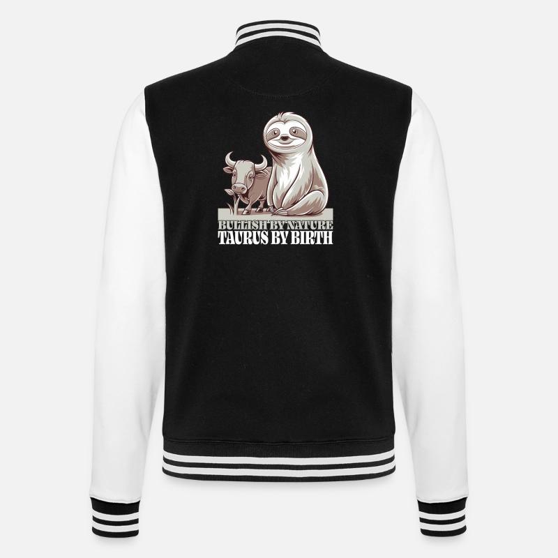 Stier Sternzeichen Faultier - College-Sweatjacke - Schwarz/Weiß
