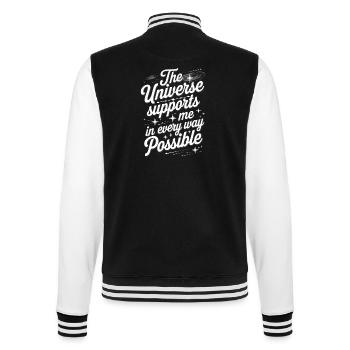 Das Universum Unterstützt Mich In Jeder Hinsicht - College-Sweatjacke - Schwarz/Weiß - Hinten - Marisol (170cm)
