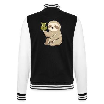 Cozy bull zodiac sloth with leaf - College Sweat Jacket - black/white - Back - Marisol (170cm)
