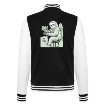 Entspannter Faultier Veganer Vegetarier Genuss - College-Sweatjacke - Schwarz/Weiß - Hinten - Marisol (170cm)
