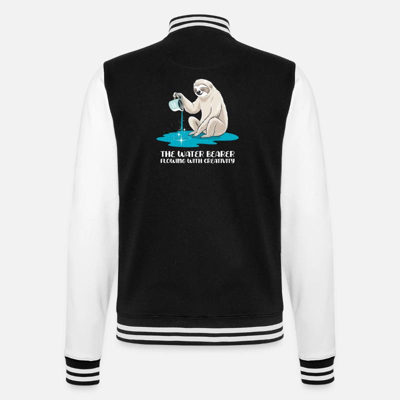 Wassermann Faultier: Der Wasserträger der - College-Sweatjacke - Schwarz/Weiß