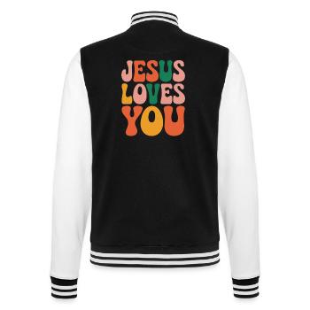 Jesus Liebt Dich Christen Spruch - College-Sweatjacke - Schwarz/Weiß - Hinten - Marisol (170cm)