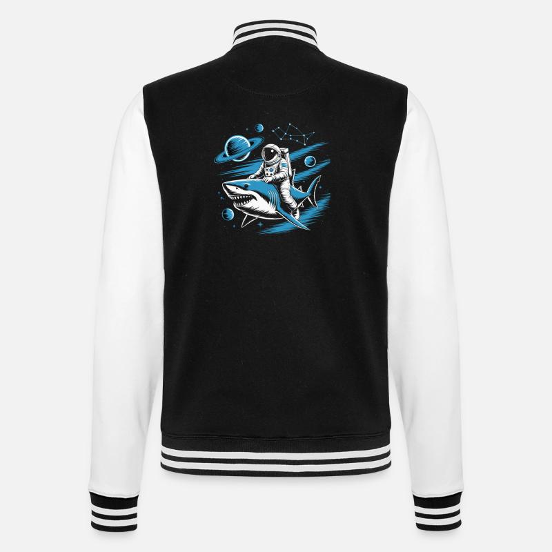 Cosmic Shark And Astronaut - College Sweat Jacket - black/white