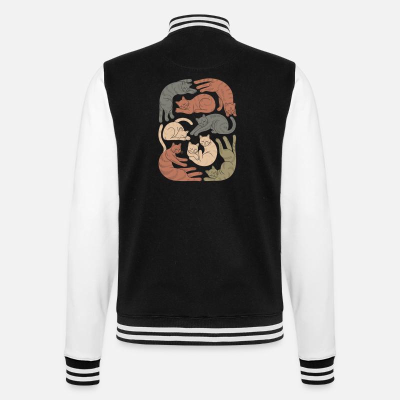 Motif de chat boho décontracté - Veste Teddy - noir/blanc