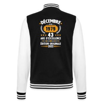 Cadeau D'anniversaire Rétro 43 Ans Décembre 1979 - Veste Teddy - noir/blanc - Dos - Marisol (170cm)