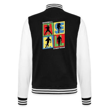 Baseball Baseball Player USA Sport Vintage Retro - College Sweat Jacket - black/white - Back - Marisol (170cm)