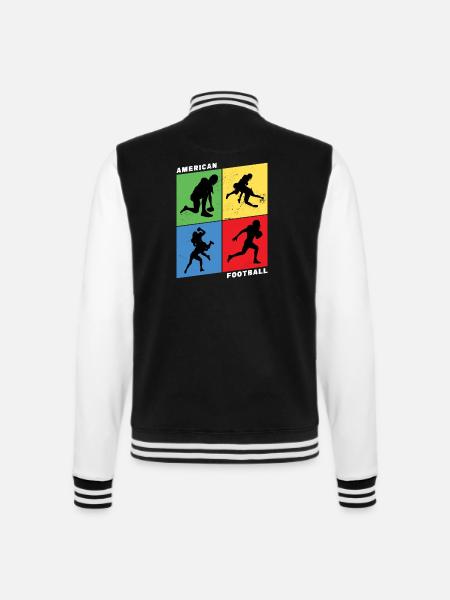 American Football Spieler Vintage Retro USA Sport - College-Sweatjacke - Schwarz/Weiß