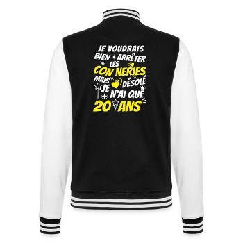 conneries 20 ans / humour anniversaire 20 ans - Veste Teddy - noir/blanc - Dos - Marisol (170cm)