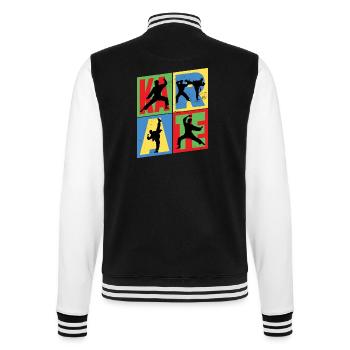 Karaté, Karatéka, arts martiaux, Combats, Sports - Veste Teddy - noir/blanc - Dos - Marisol (170cm)