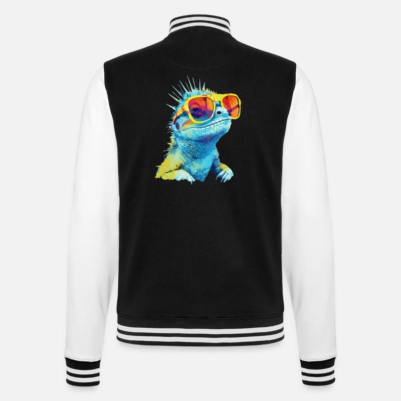 Zou the spectacled lizard - College Sweat Jacket - black/white