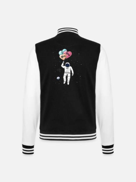 Astronaut, Ich liebe dich, Herz Ballons - College-Sweatjacke - Schwarz/Weiß